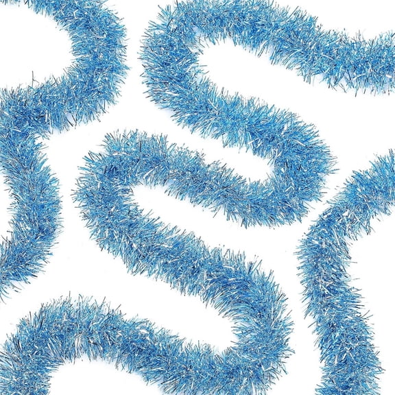 VANIDO 50 Feet Christmas Tinsel Garland for Christmas Tree Decorations Metallic Tinsel Twist Garland Wedding Birthday Hanging christmas party decorationsblue garland