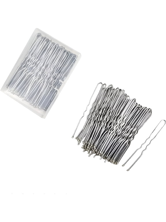 50 Pcs Silver U Shaped Hair Pins with Storage Box, Sturdy Hairpins for Women and Girls, Elegant Hair Accessories for Updos, Styling and Everyday Use
