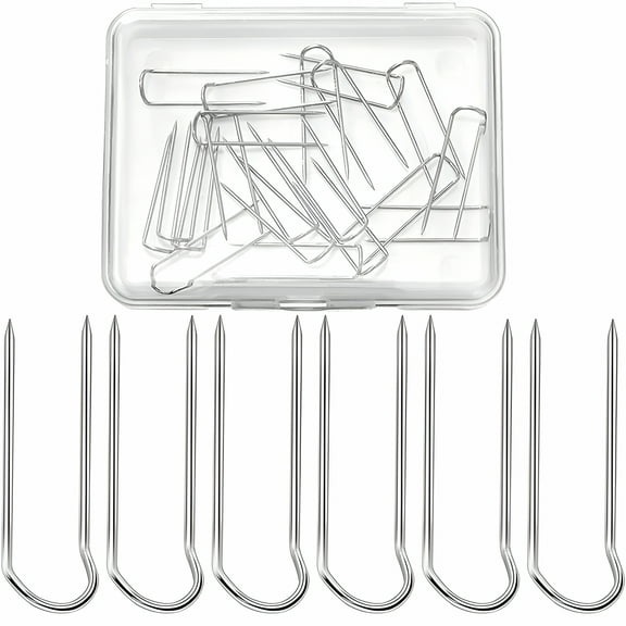 VANIDO 50pcs U Shaped Sewing Pins Stainless Steel U-Pins Fork Pins Sewing U Pins Double Blocking Pins Craft Straight Pins Fork Pins For Quilting Sewing