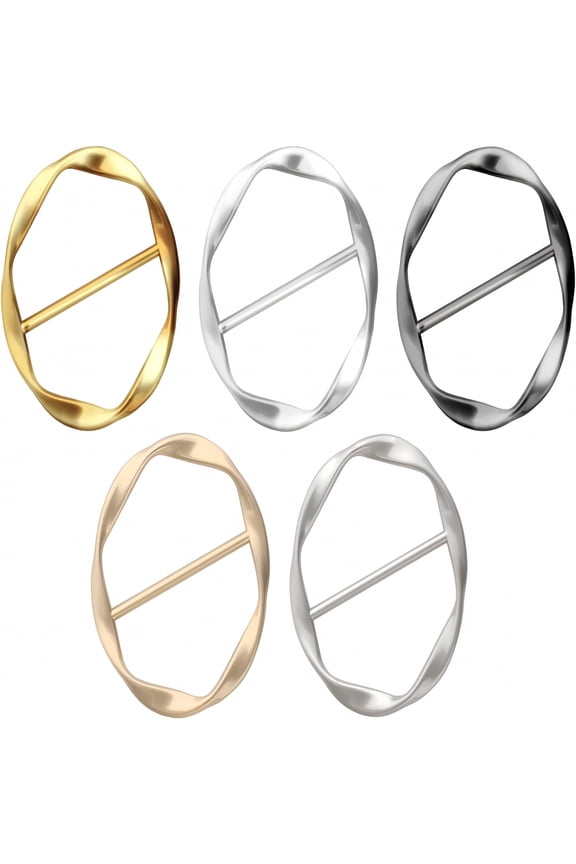 5PCS Shirt Clips for Women T-Shirt Tie Clips Silk Scarf Ring Clip, Clothes Corner Knotted Button, Metal Round Circle Clip Buckle Clothing Ring Wrap Holder for Women Girls