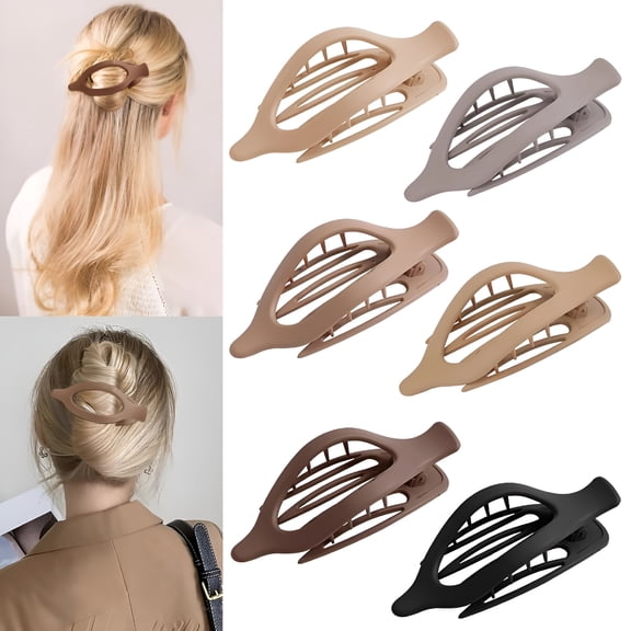 VANIDO 6 Packs Hair Clips, Flat Hair Clips, Curved Claw Clips for Women Girls, Alligator Clips for Thick Thin Hair, Strong Hold Duck Billed Clips, 4.7 Inch Hair Barrettes for Styling Sectioning