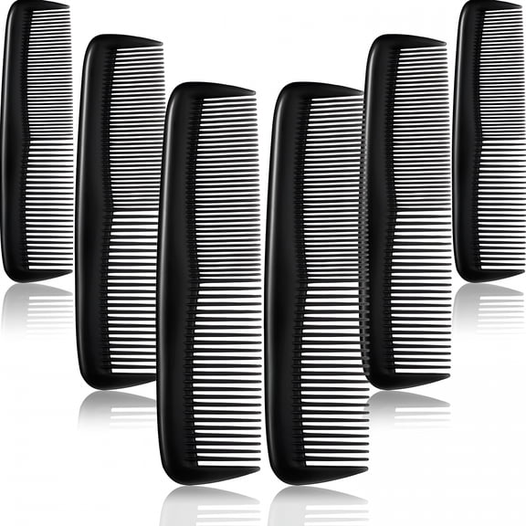 VANIDO 6 Pieces Hair Combs Set Pocket Fine Plastic Hair Combs for Women and Men, Fine Dressing Comb (Black)