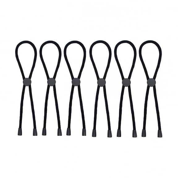 VANIDO 6PC Afro Puff Ponytail Ties Adjustable Hair Bands For Thick Natural Curly Hair No Damage Headband Holders For Buns Pineapples Black Nylon