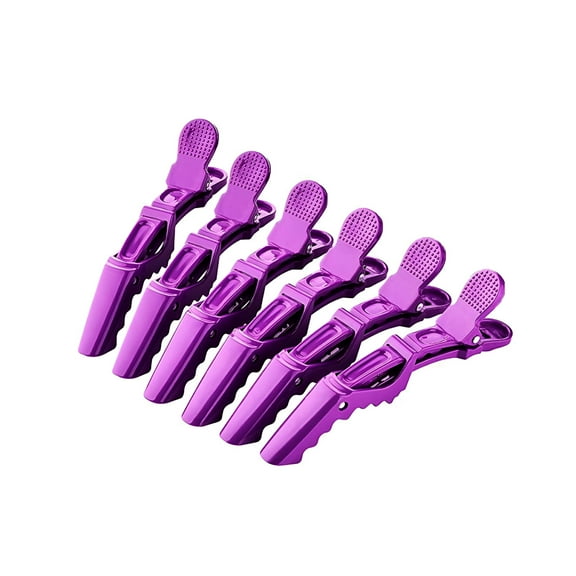 VANIDO 6Pcs Plastic Non Slip Hair Clips - Professional Hairdressing Styling Sectioning Clips - Alligator Clips for Thick Hair - Haircut Accessories for Women Girls (Purple)