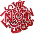 thumbnail image 1 of VANIDO 72 Pieces Iron on Letters and Numbers Patches,Red Letter Patches Alphabet Embroidered Patch A-Z,Numbers 0-9 Applique for Clothes,Dress,Hat,Socks,Jeans,DIY Accessories,Red, 1 of 4
