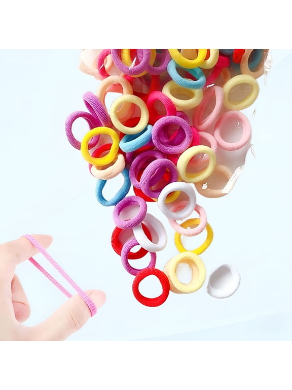 Baby Toddler Hair Ties 100 PCS Colors Soft Cotton Elastic Scrunchies No Crease Mini