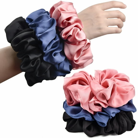 VANIDO Big Silk Scrunchies for Women 6.3Inches Large Scrunchie Satin Oversized Silk Thick Elastic Hair Ties Jumbo Hair Scrunchies