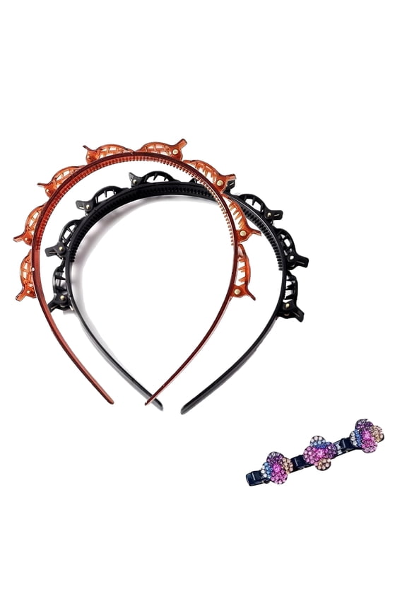 90s Butterfly Clip Headband with Clips,Bangs Toothed for Women Hairstyle
