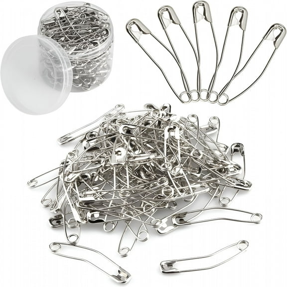 VANIDO Curved Safety Pins for Quick Basting,Size 3,100 Count Silver