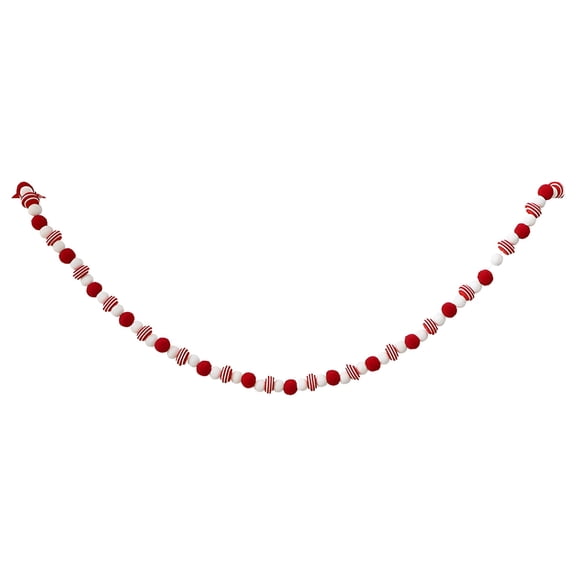 VANIDO Felt Ball Garlands-Red And White Pom Pom String,For Home Tree-Christmas Valentine'S Day Indoor Outdoor Home Office Hanging Decor-5.9 Ft
