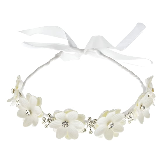 TUWAFE Flower Girl Headpiece Wedding Headband Girls First Communion White Floral Wreath