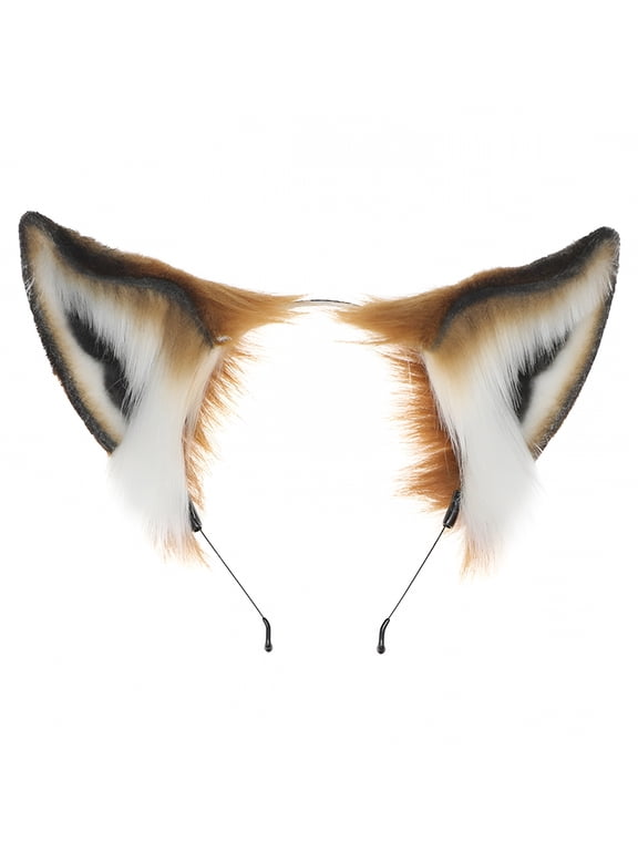 Furry Fox Ears Headband, Cute Plush Cosplay Hair Accessory, Faux Fur Animal Headdress