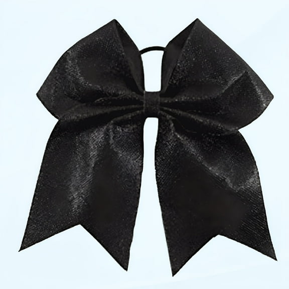 VANIDO Glitter Cheer Bows - Cheerleading Softball Gifts for Girls and Women Team Bow with Ponytail Holder Complete your Cheerleader Outfit Uniform Strong Hair Ties Bands Elastics (Black)