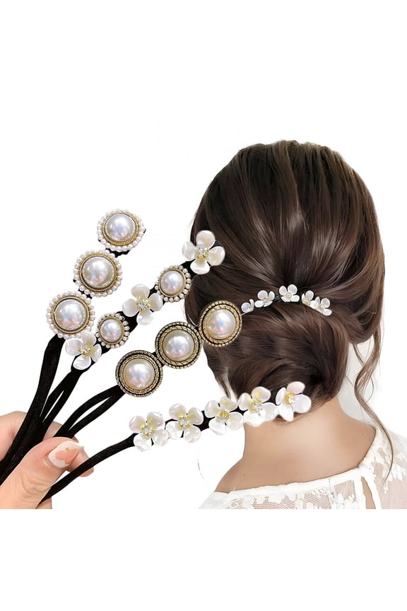 Hair Bun Maker For Women Pearl Flower French Twist Hairstyle Donut Lazy Hair