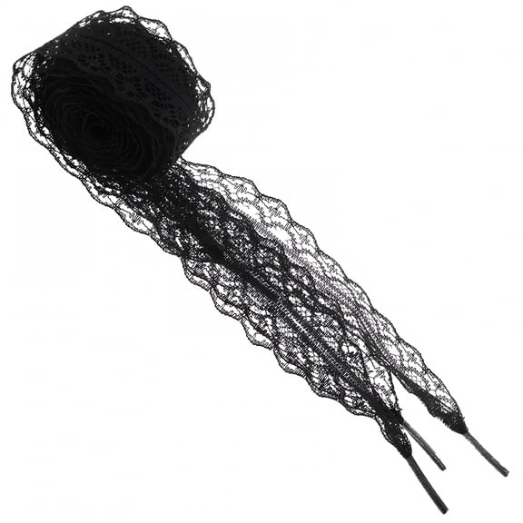 VANIDO Lace Shoelaces Fun Flat Fancy Black Ribbon Fashion Accessories Girl Woman