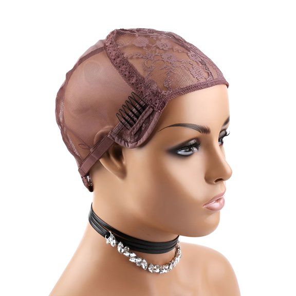 VANIDO Lace Wig Caps for Making Wig with Combs and Adjustable Straps Light Brown Medium Size