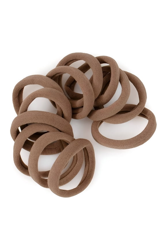 Light Brown Hair Ties Extra Gentle Soft and Stretchy Nylon Fabric Ponytail 12