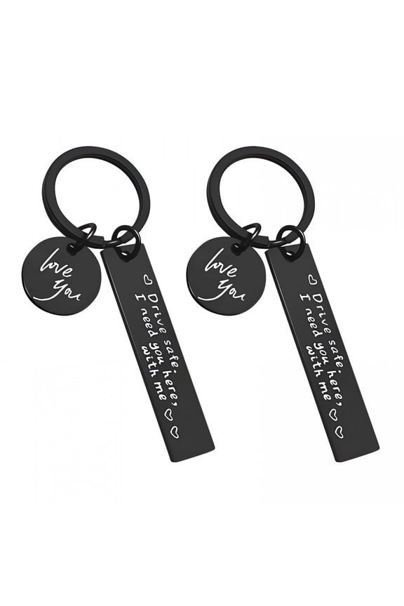 Love You I Need You Here with Me Keychain Gifts for Boyfriend Husband Dad Gifts Keychains for Women Stainless Steel Black