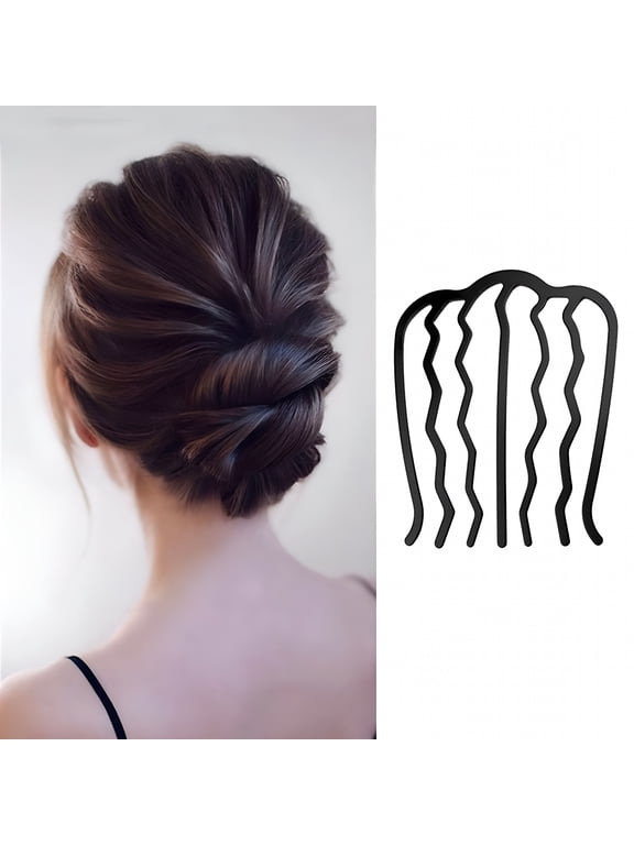 Metal Black Hair Fork Clip Women Hair Pin Comb Messy Bun Hair Pin Clip Hair Side Comb Updo Hair Stick Hair Styling Tool