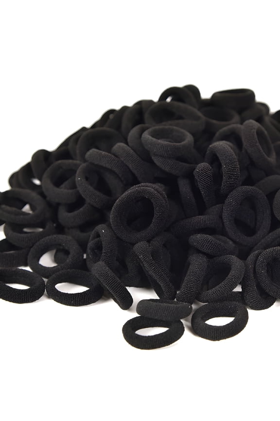Mini Black Hair Ties, 300 Pcs Soft Nylon Hair Ties for Ponytail Holders, 0.9 Inch Seamless Hair Ties, Small Hair Ties for Toddler Girls