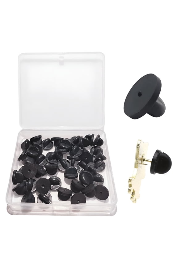 Plastic Pin Backs, 60PCS Black Round Plastic Badge Backs Replacement Uniform Locking Pin Backs Butterfly Clutch for Lapel Pins Jewelry Making Hats Badges(0.41" Diameter)