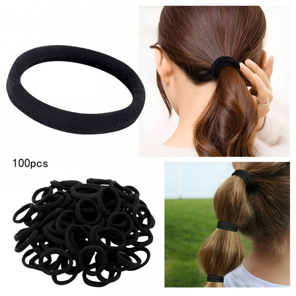 VANIDO Ponytail Thick Hair Silicone Rubber Bands Clear 100PC Elastic Hair Bands Elastic Black Rope Jointless Hair Bands Towel Hair Rings