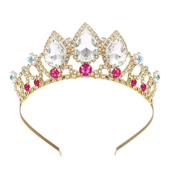 VANIDO Princess Tiaras for Girls Birthday Crowns for Rhinestone Princess Hairpiece for Women Gem Wedding Hair Accessories for Halloween Hair Accessories, Gold