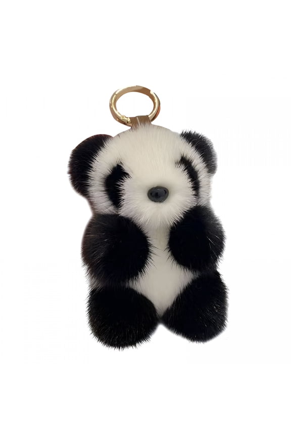 Small Panda Plush Doll Keychain Pendant Women Bag Ornament Cute Imitation Mink Fur Panda Car Keyring Charm Fashion Gift