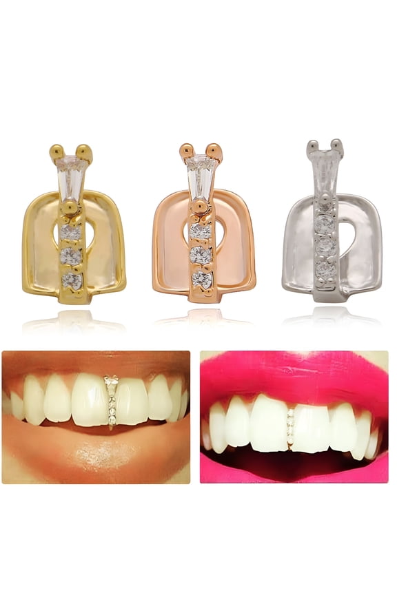 Teeth Braces Heart Shape Cubic Zirconia Men Women Hip Hop Vertical Stick Braces for Halloween Veneers Teeth for Women