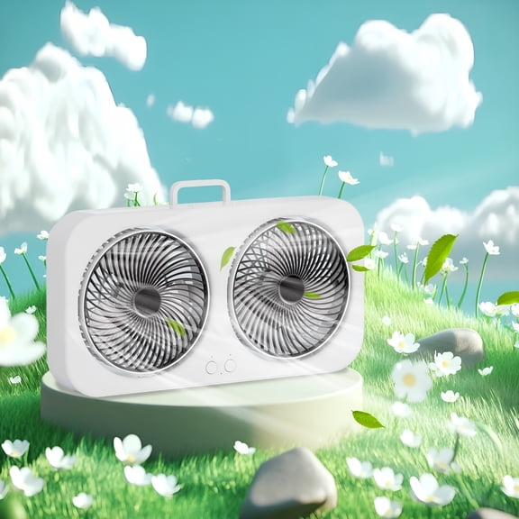 VANIDO Twin Window Fan with Hook 3 Levels Adjustable Window Fans Two-way Wall Mountables Desktop Portable Fan for Home,Kitchen,Bedroom,Office