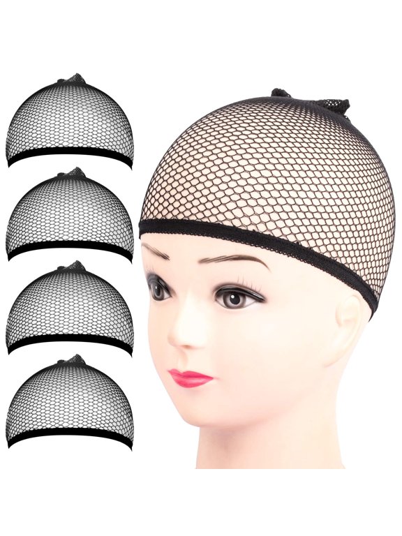 Wig Cap, 4PCS Black Mesh Wig Cap Net, Closed End Hair Mesh Net Wig Caps, Liner Weaving Caps for Women, Men, Kids