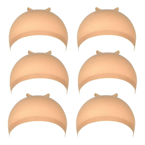 VANIDO Wig Caps, 6pcs Light Brown Stocking Wig Caps Nylon Stretchy Wig Caps for Women
