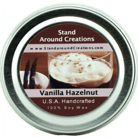 VANILLA HAZELNUT TIN 4-OZ. ALL NATURAL SOY CANDLE