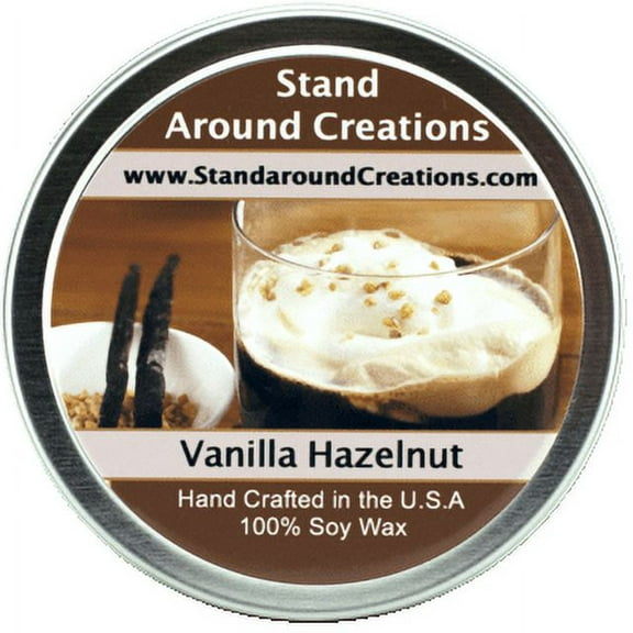VANILLA HAZELNUT TIN 6-OZ. ALL NATURAL SOY CANDLE