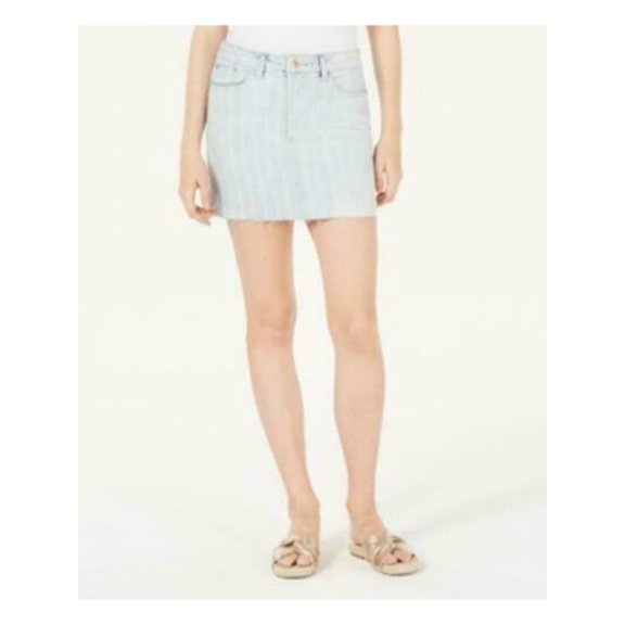 VANILLA STAR Womens Light Blue Denim Striped Mini Skirt Size: 26 Waist