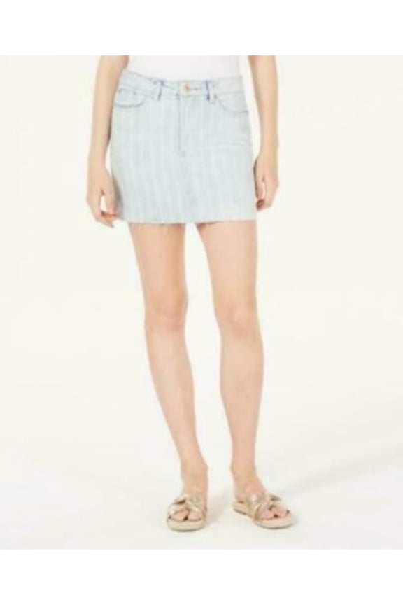 Womens Light Blue Denim Striped Mini Skirt Size: 26 Waist