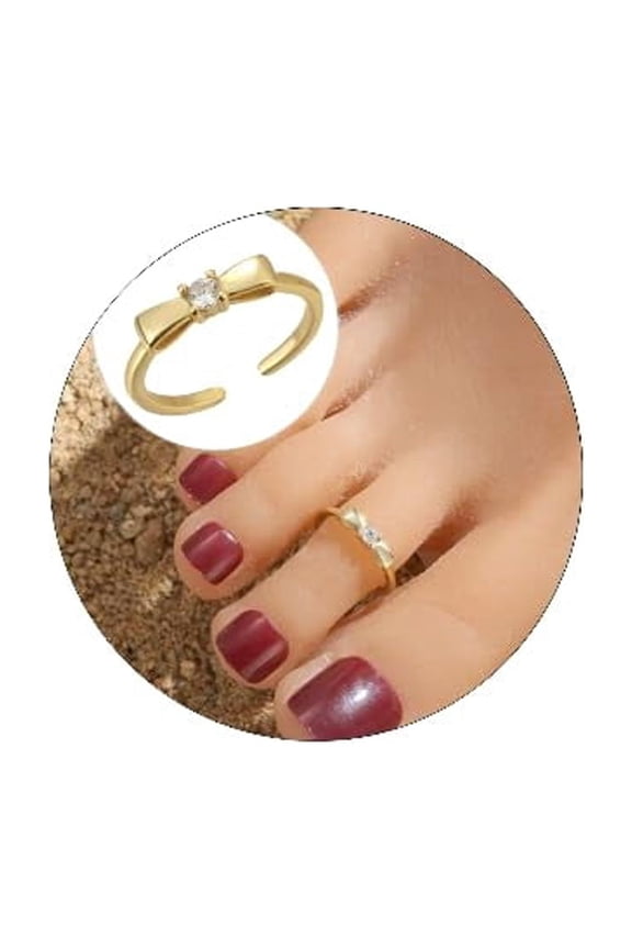 925 Sterling Silver Heart Toe Ring for Women, Love Bow Foot Ring to Daughter Mother 14K Gold Plated Dainty Simple Beach Summer Body Jewelry Valentines Birthday Gifts (Bow) C113