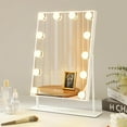 thumbnail image 1 of VANITII GLOBAL 14.5" x 18.9" Vanity Makeup Mirror with Lights Tabletop Metal White, 1 of 8