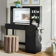 thumbnail image 1 of Better Homes & Gardens Lillian Vanity Desk with LED Mirror, Rich Black Finish, 1 of 15