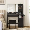 thumbnail image 1 of Mainstays Get Ready With Me GRWM Deluxe 2-Piece Right Vanity and Stool with Lighted Mirror and USB Power, Black Finish, 1 of 17