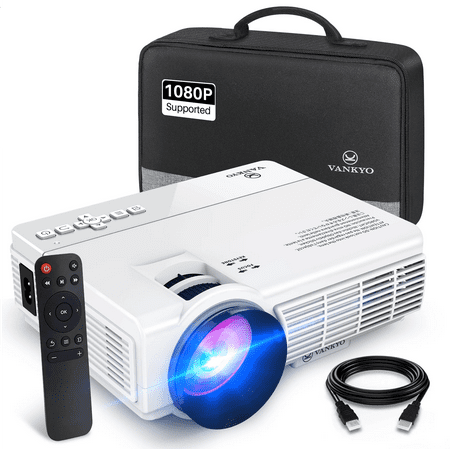 VANKYO Leisure 3 1080P Supported Mini Projector with 65000 Hours Lamp Life, LED Portable Projector Support 200'' Display, Compatible with TV Stick, PS4, HDMI, VGA, TF, AV and USB (White)