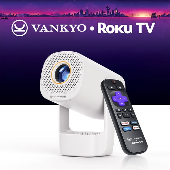 VANKYO Leisure 3R Flip Smart Mini Projector, 180 Flip Design, Built-in Roku TV, Bluetooth 5.2 & Dual-Band WiFi
