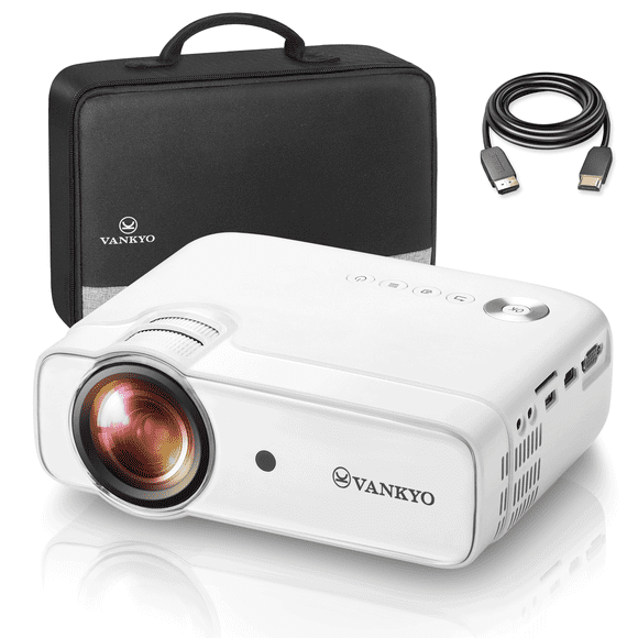 VANKYO Mini Video Projector with 50,000 Hours LED Lamp Life, 236" Display, Support 1080P, HiFi Built-in Speaker, Compatible with HDMI, SD, AV, VGA, USB