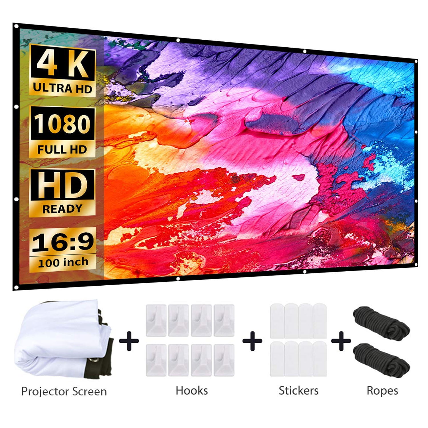 VANKYO Projector Screen 100 inches Portable Indoor Outdoor Projection