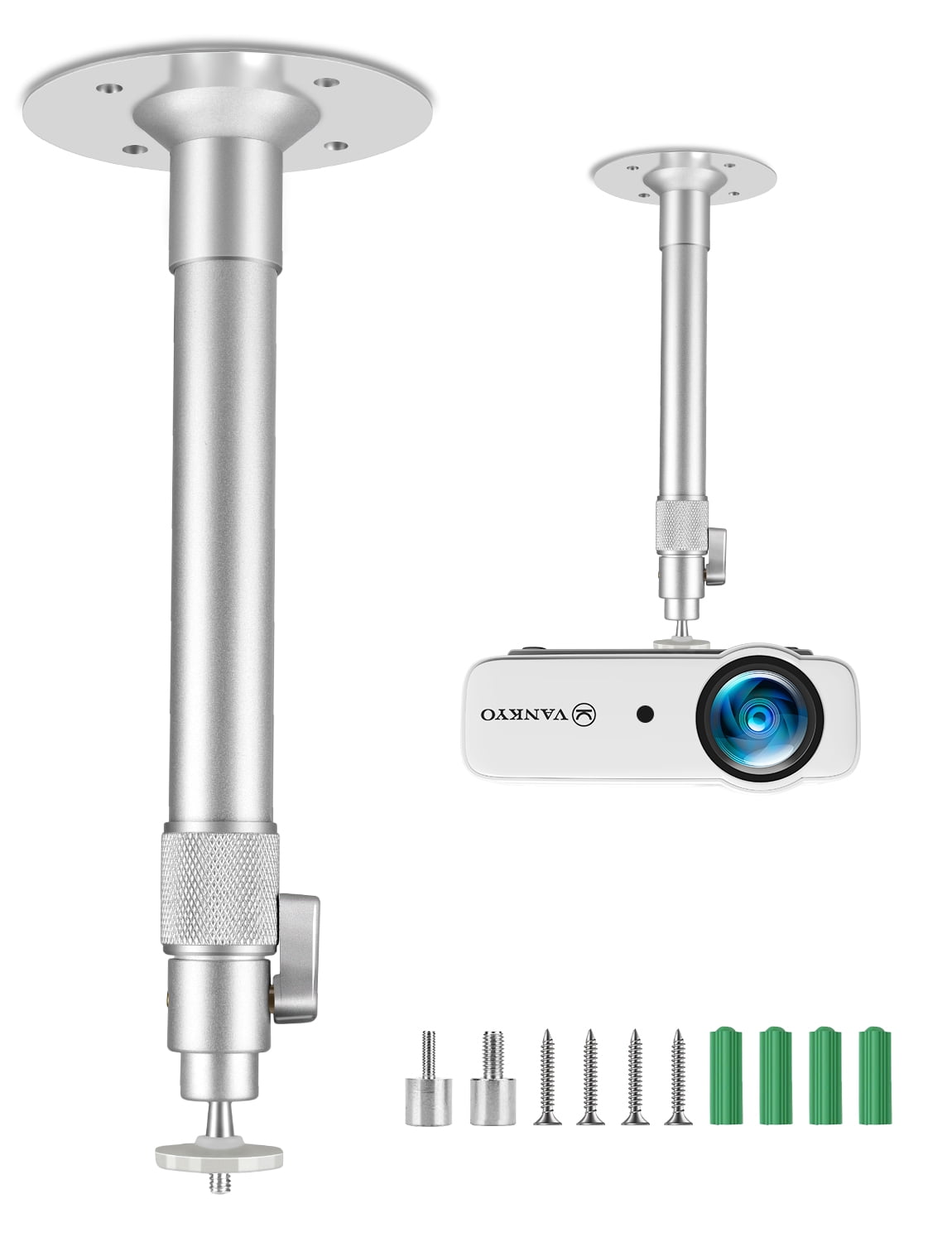 VANKYO Universal Extending Projector Ceiling Mount with Height Extendable Length 11.8" - 19.7" Adjustable 360Angle Rotatable Drop Ceiling Projector Mount, Compatiable with VANKYO Leisure 3