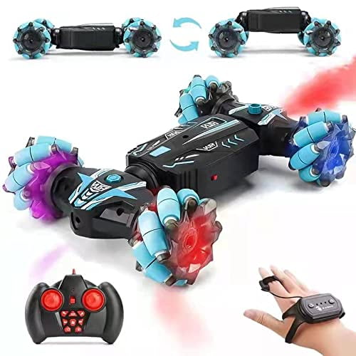 VANLINNY Gesture Sensing RC Stunt Car with Light and Music,Drift Hand Controlled Remote Control Twist Cars Toys for 8-12 yr Boys Girls,4WD 2.4GHz Monster Truck 360 Flips/Spray,Xmas Gift for Kids.