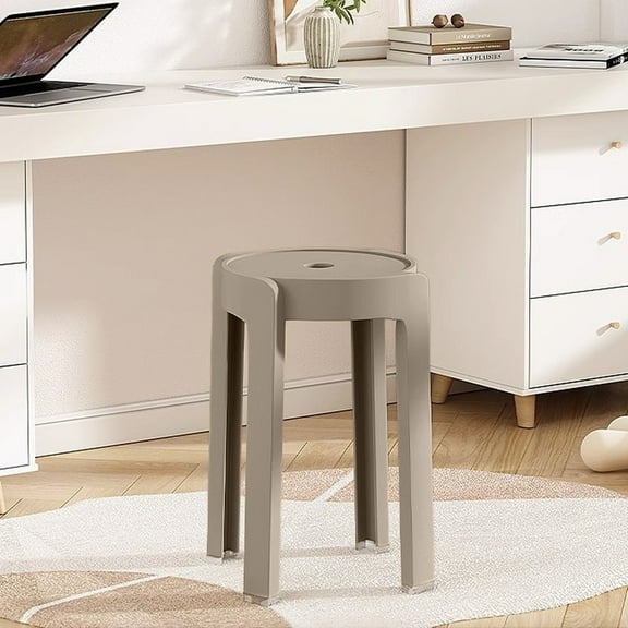 VANLOFE 18.11in Height Modern Plastic Stool, Round Stackable Chair, Unique Whirl Design, Flexible Seating for Home, Office, Classroom, Shower etc. Waterproof for Indoor/Outdoor