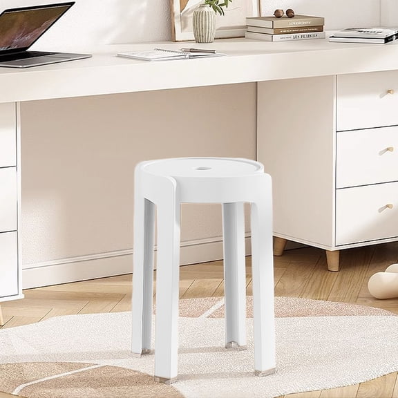 VANLOFE 18.11in Height Modern Plastic Stool, Round Stackable Chair, Unique Whirl Design, Flexible Seating for Home, Office, Classroom, Shower etc. Waterproof for Indoor/Outdoor
