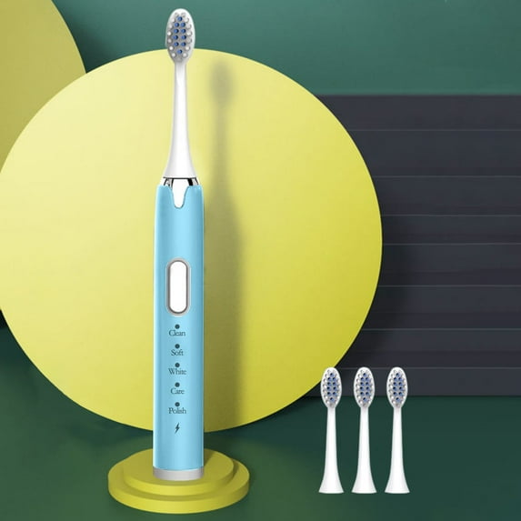 VANLOFE 5 Modes Electric Toothbrush With 4 Brush Heads Portable travel toothbrush Blue