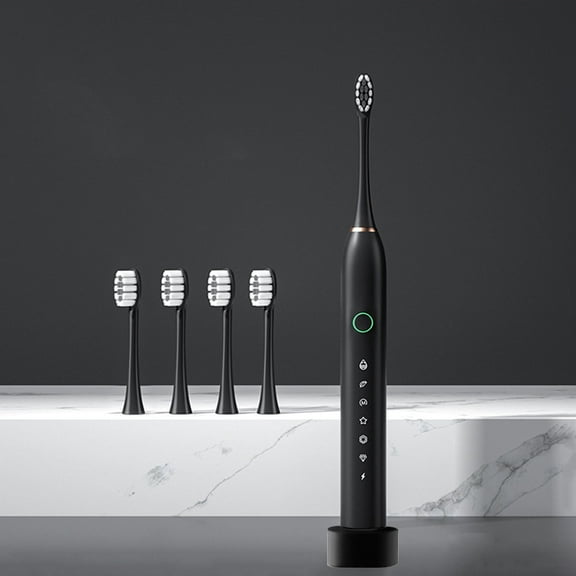 VANLOFE 6 Modes Electric Toothbrush With 4 Brush Heads Portable travel toothbrush Black